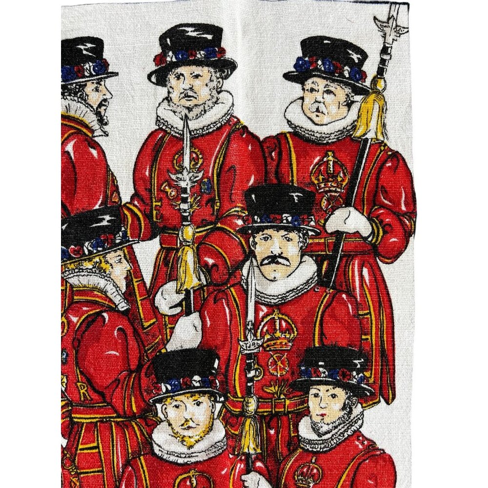 Irish Guards Dish Tea Towel Vintage 2889 Red Blue White Linen Cotton Blend - Picture 2 of 8